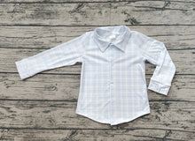Load image into Gallery viewer, Baby Boys Blue Checkered Buttons Long Sleeve Tee Shirts Tops
