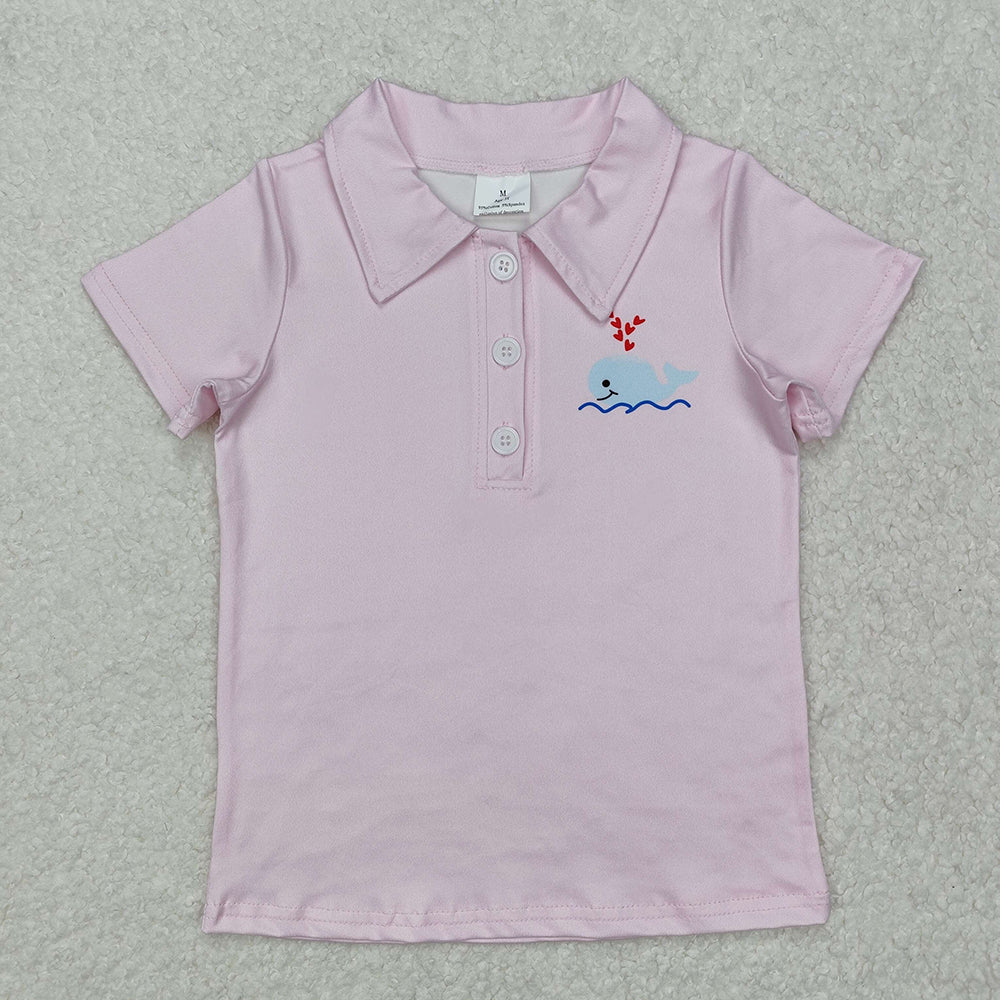 Baby Boys Whale Heart Short Sleeve Pullovers Tops