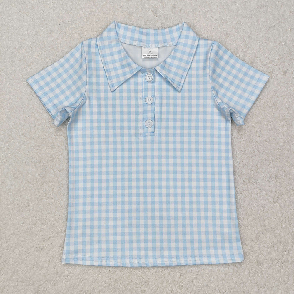 Baby Boys Blue Checkered Buttons Shirts Tops