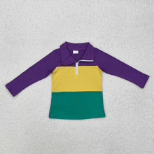 Load image into Gallery viewer, Baby Boys Mardi Gras Purple Zip Tee Shirts Tops
