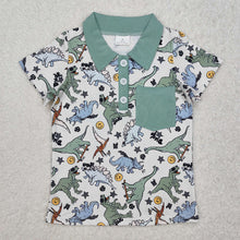 Load image into Gallery viewer, Baby Boys Green Dinosaurs Pocket Buttons Shirts
