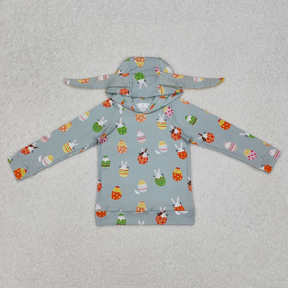 Baby Boys Easter Green Rabbits Eggs Long Sleeve Hooded Ears Tops