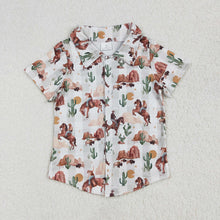 Load image into Gallery viewer, Baby Boys Western Cow Cactus Buttons Tee Shirts Tops

