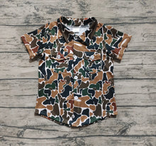 Load image into Gallery viewer, Baby Boys Dark Brown Camo Short Sleeves Button Pockets Shirts Tops
