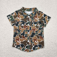 Load image into Gallery viewer, Baby Boys Dark Brown Camo Short Sleeves Button Pockets Shirts Tops
