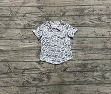Load image into Gallery viewer, Baby Boys Gray Camo Short Sleeves Button Pockets Shirts Tops
