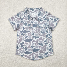 Load image into Gallery viewer, Baby Boys Gray Camo Short Sleeves Button Pockets Shirts Tops
