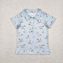 Load image into Gallery viewer, Baby Boys Blue Short Sleeves Button Ducks Polo Shirts Tops
