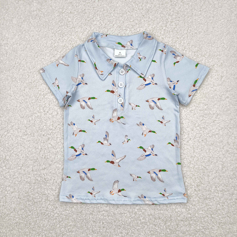 Baby Boys Blue Short Sleeves Button Ducks Polo Shirts Tops
