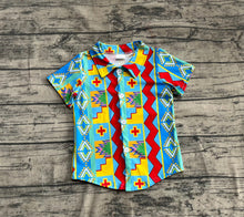 Load image into Gallery viewer, Baby Boys Short Sleeves Colorful Aztec Print Button Shirts Tops
