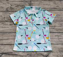Load image into Gallery viewer, Baby Boys Blue Short Sleeves Golf Button Polo Shirts Tops
