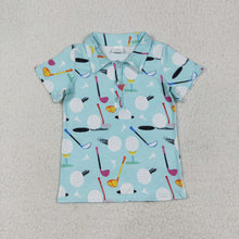 Load image into Gallery viewer, Sibling Baby Girls Short Sleeves Golf Top Blue Stripes Shorts Sets Tee Shirts Rompers
