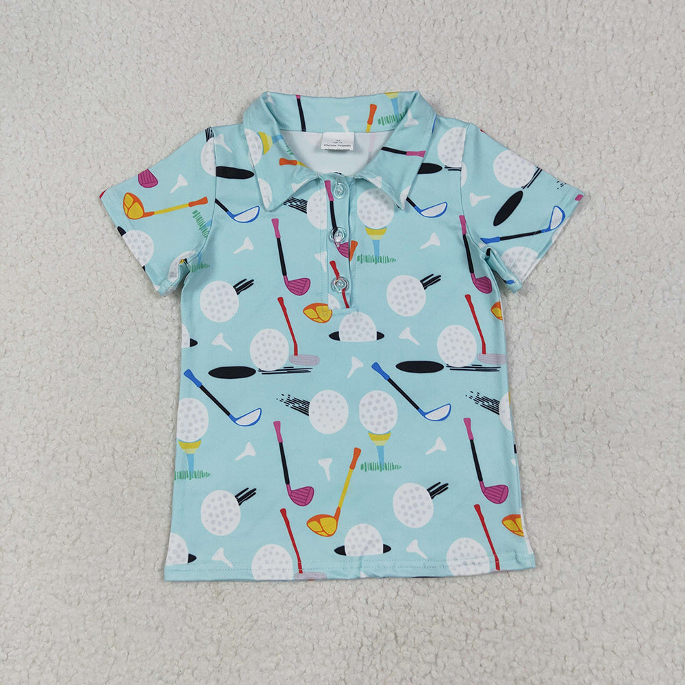 Baby Boys Blue Short Sleeves Golf Button Polo Shirts Tops
