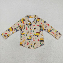 Load image into Gallery viewer, Baby Boys Christmas Hats Excavators Button Shirts Top
