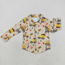 Load image into Gallery viewer, Baby Boys Christmas Hats Excavators Button Shirts Top
