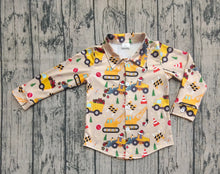 Load image into Gallery viewer, Baby Boys Christmas Hats Excavators Button Shirts Top
