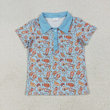 Load image into Gallery viewer, Baby Boys Blue Western Hats Boots Button Pullovers Shirts Tops
