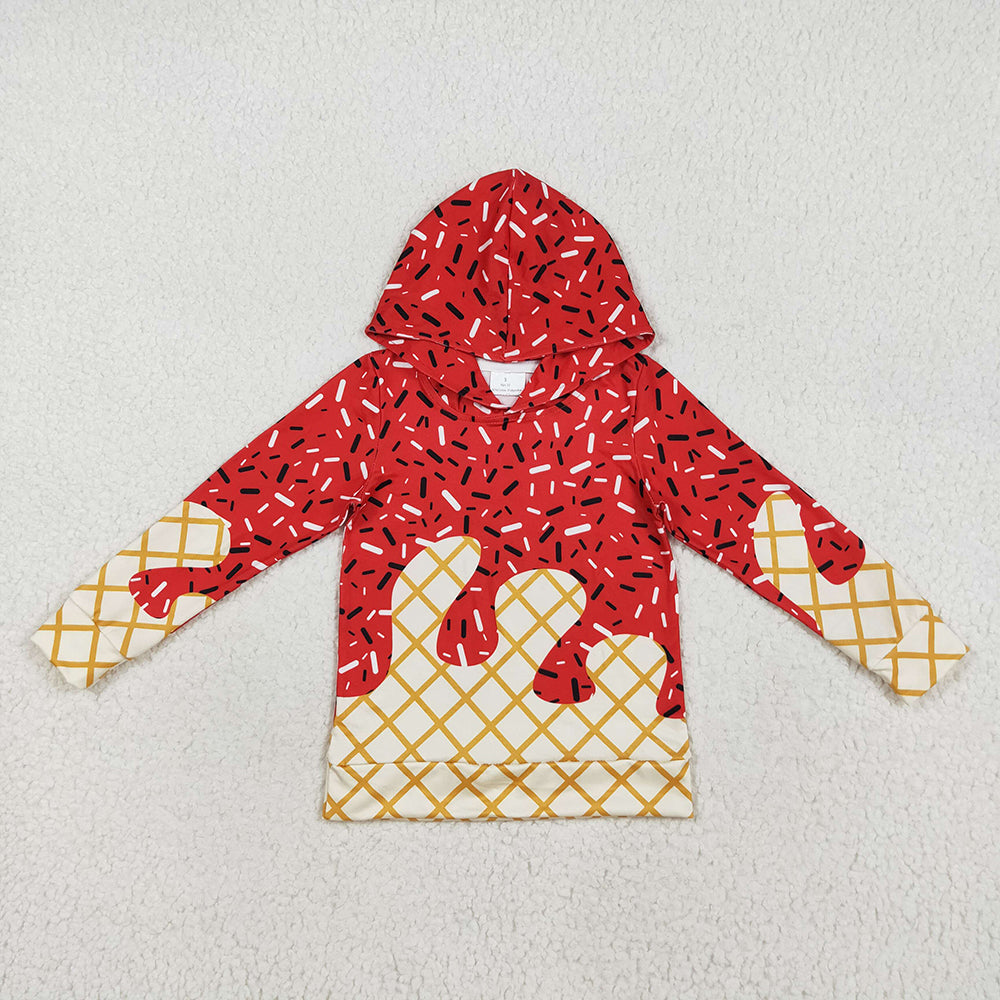 Baby Boys Red Long Sleeves Sprinkles Drips Team Hoodies Tops
