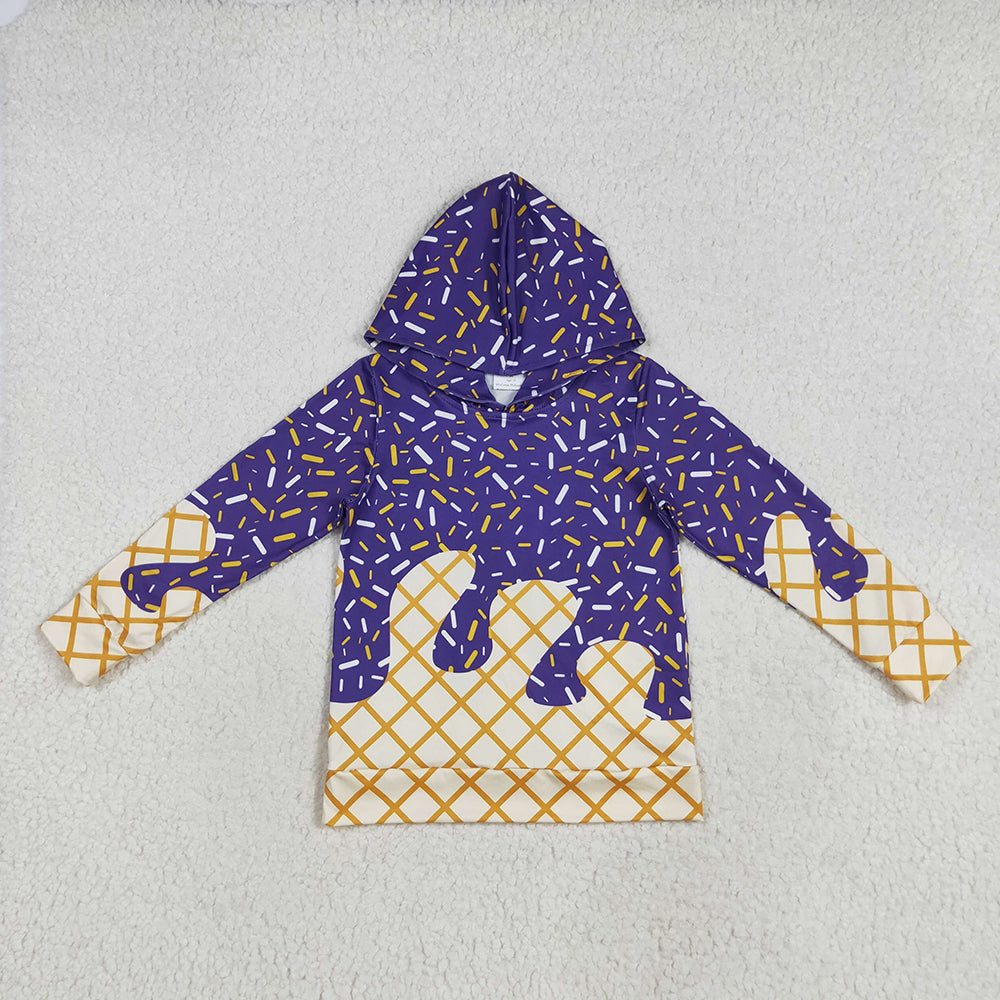 Baby Boys Purple Sprinkles Drips Team Hoodies Tops