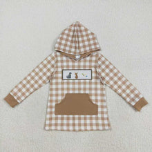 Load image into Gallery viewer, Sibling Embroidery Dogs Deer Fish Kids Hunting Pocket Hoodies Tops
