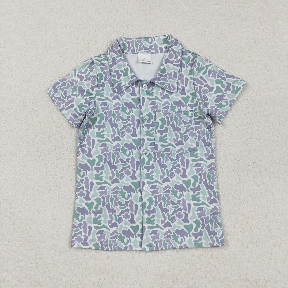 Baby Boys Light Green Camo Western Button Shirts Top