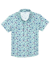 Load image into Gallery viewer, Baby Boys Short Sleeves Blue Flowers Button Shirts Top
