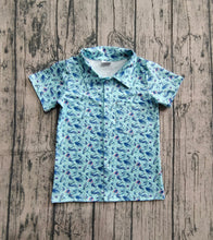 Load image into Gallery viewer, Baby Boys Short Sleeves Blue Flowers Button Shirts Top
