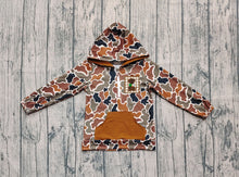 Load image into Gallery viewer, Embroidery Dog Duck Baby Boys Brown Camo Pocket Zip Hunting Hoodies
