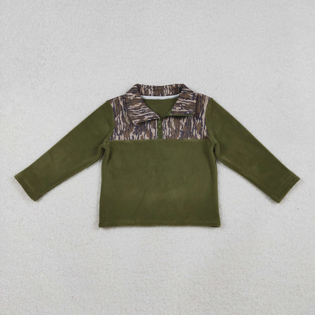 Baby Boys Olive Camo Southern Zipper Pullover Top