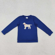 Load image into Gallery viewer, Embroidery Dogs Baby Boys Blue Tee Shirts Top

