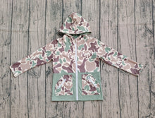 Load image into Gallery viewer, Baby Boys Brown Deer Camo Pocket Zipper Western Hoodies Top Preorder
