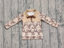 Load image into Gallery viewer, Baby Boys Khaki Camo Deer Button Hunting Pullovers Top
