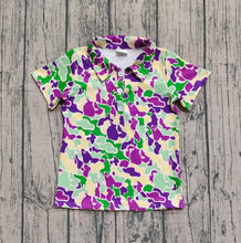 Load image into Gallery viewer, Baby Boys Mardi Gras Purple Green Yellow Camo Button Polo Shirts Tops
