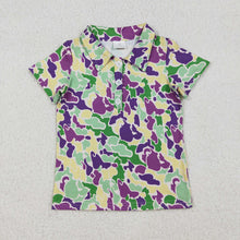 Load image into Gallery viewer, Baby Boys Mardi Gras Purple Green Yellow Camo Button Polo Shirts Tops
