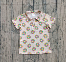 Load image into Gallery viewer, Baby Boys Mardigras Donuts Plaid Button Polo Shirts Top
