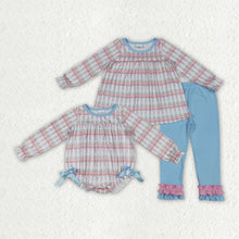 Load image into Gallery viewer, Sibling Baby Girls Christmas Soldier Top Blue Rompers Outfits
