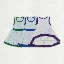 Load image into Gallery viewer, Sibling 3 Colors Baby Girls Plaid Sleeveless Ruffle Short Yoga Knee Length Dresses
