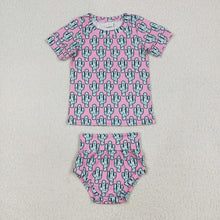 Load image into Gallery viewer, Baby Girls Pink Cactus Shirts Top Bummies Clothes Sets
