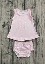 Load image into Gallery viewer, Baby Girls Light Pink Sleeveless Bow Tunic Bummies Clothes Set
