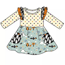 Load image into Gallery viewer, Baby girls long sleeve Halloween dots dresses
