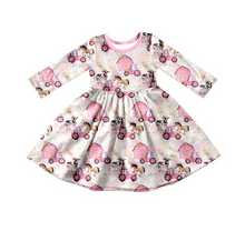 Load image into Gallery viewer, Baby girls farm pink long sleeve dresses
