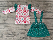 Load image into Gallery viewer, Baby Girls Christmas Bows Gifts Tunic Top Suspender Skirt Clothes Sets
