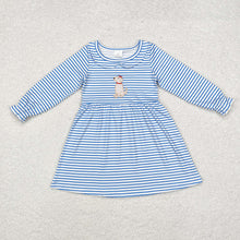 Load image into Gallery viewer, Sibling Girls Boys Blue Stripes Dog Tops Dresses Rompers
