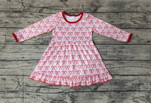 Load image into Gallery viewer, Baby Girls Pink Bows Candy Cane Ruffle Knee Length Dresses
