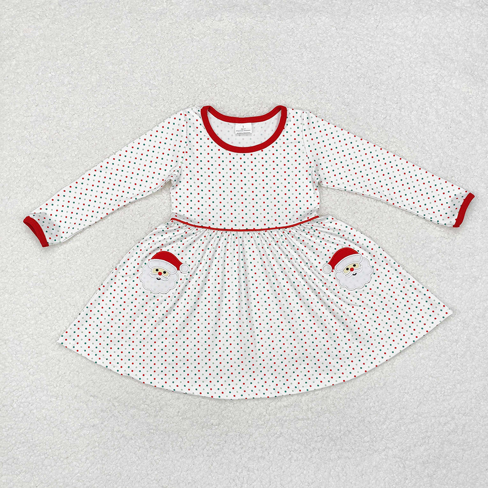 Baby Girls Christmas Dots Santa Knee Length Dresses