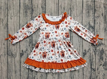 Load image into Gallery viewer, Baby Girls Western Flowers Highland Cow Knee Length Dresses
