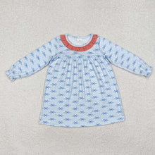 Load image into Gallery viewer, Baby Girls Blue Bows Knee Length Dresses
