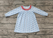 Load image into Gallery viewer, Baby Girls Blue Bows Knee Length Dresses
