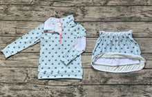 Load image into Gallery viewer, Baby Girls Blue Flowers Zip Top Ruffle Skort Short Clothes Sets
