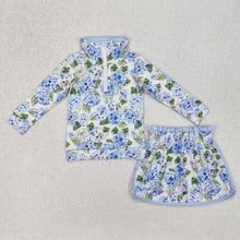 Load image into Gallery viewer, 7 Colors Sibling Baby Girls Flowers Bows Zip Top Skirt Skort Bottoms Sets
